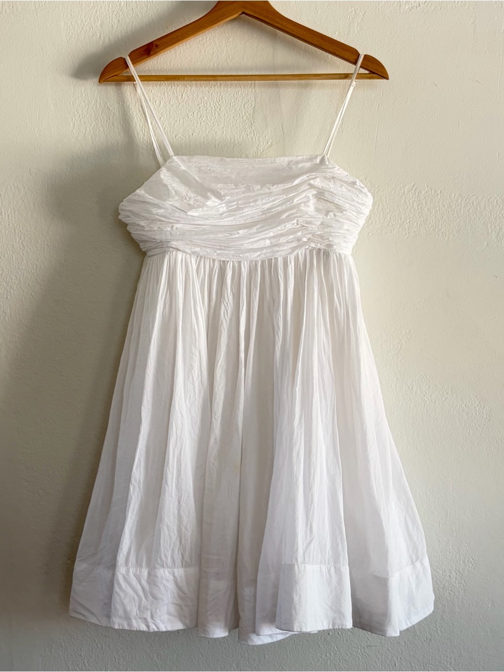 Anthropologie White Spaghetti Strap Babydoll Dress
